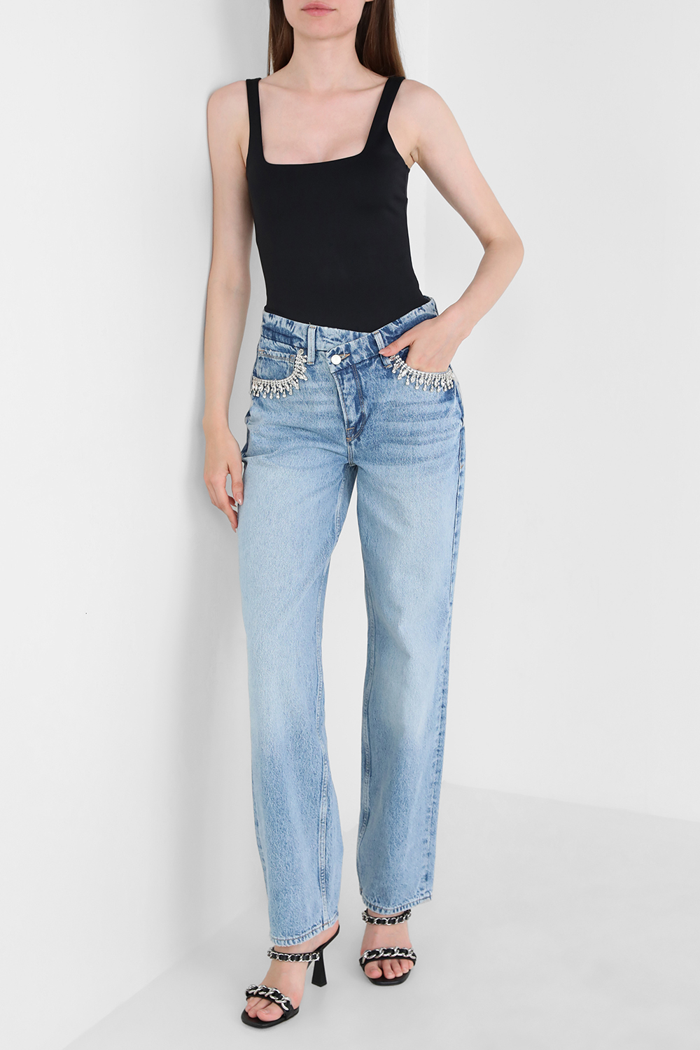 מכנסי ג'ינס גוד 90 עם קריסטלים